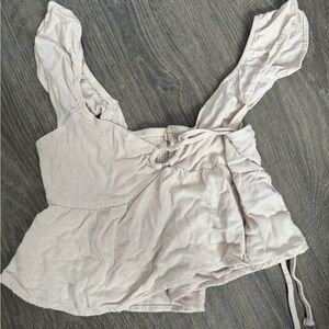 PacSun White Puff Sleeve Ruched Blouse